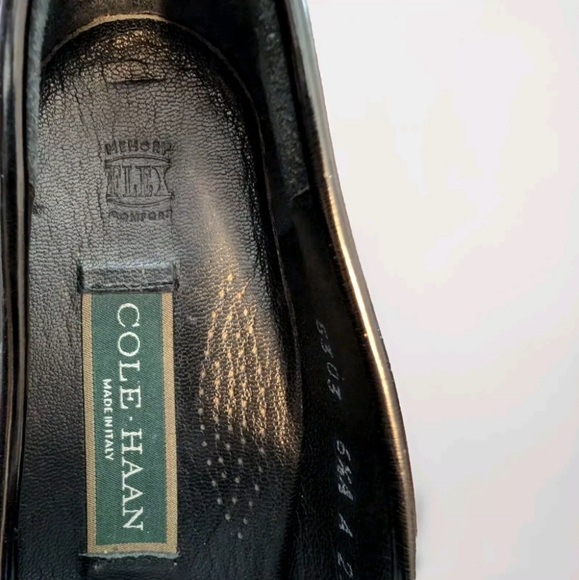 Vintage Cole Haan Flat Loafers Women’s Size 6.5 Black Leather Woven Weave - Picture 4 of 5